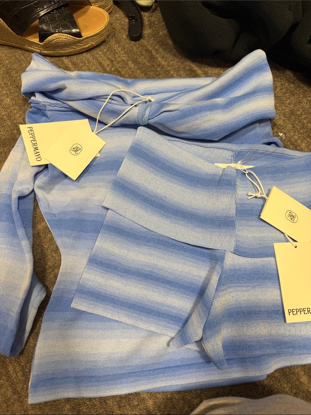 Peppermayo Blue Striped Knit Set